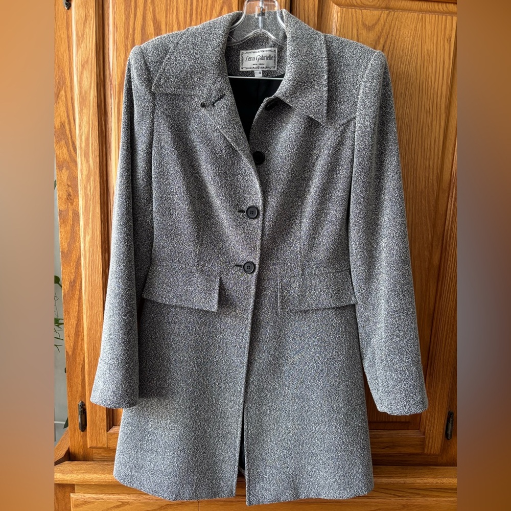 #92 Lena Gabrielle New York Chic Women's Gray Long Blazer 4